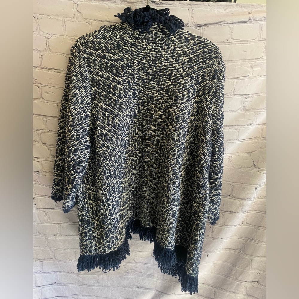 Lane Bryant Women’s Chunky Knit Open Front Cardigan Navy Off White Size 22/24 - Picture 9 of 10